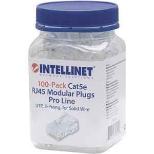 intellinet 100er-Pack Cat5e RJ45-Modularstecker Pro Line UTP 3-Punkt-Aderkontaktierung für Massivdr