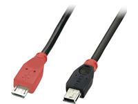 lindy USB 2.0 Aansluitkabel [1x Micro-USB 2.0 B stekker - 1x Mini-USB 2.0 B stekker] 0.5 m Zwart Met OTG-functie
