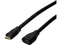 LogiLink USB-kabel USB 2.0 USB-micro-B stekker, USB-micro-B bus 5.00 m Zwart CU0125