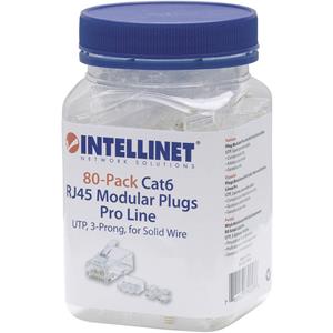 intellinet 80er-Pack Cat6 RJ45-Modularstecker Pro Line UTP 3-Punkt-Aderkontaktierung für Massivdrah