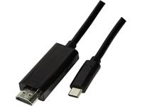 logilink HDMI / USB Aansluitkabel [1x USB-C stekker - 1x HDMI-stekker] 3 m Zwart