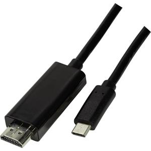 logilink HDMI / USB Aansluitkabel [1x USB-C stekker - 1x HDMI-stekker] 3 m Zwart