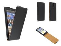 Nokia Lumia 1520 lederen Flip Case zwart 