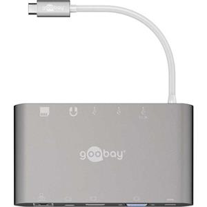 Goobay USB 3.0 Adapter [1x USB-C stekker - 1x USB 3.0 bus A, USB 3.0 bus A, USB 3.0 bus A, HDMI-bus, VGA-bus, USB-C bus]