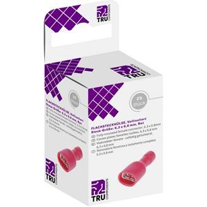 TRU COMPONENTS T1904C117 Assortiment hulzen voor platte stekkers Insteekbreedte: 6.30 mm Insteekdikte: 0.80 mm 180 Â° Volledig geÃ¯soleerd Rood 25 stuk(s)