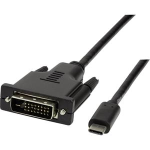 logilink USB / DVI Aansluitkabel [1x USB-C 2.0 stekker - 1x DVI-stekker 24+1-polig] 1.8 m Zwart