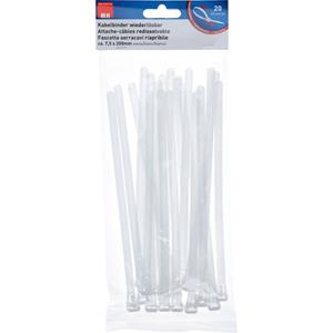 Max Hauri AG 136684 Kabelbinder 200 mm 7.5 mm Wit Hersluitbaar 20 stuk(s)