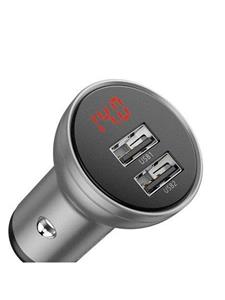 Baseus Digitaal Beeldscherm Dual USB Autolader - 4.8A - Zilver