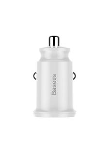 Baseus Grain Mini Smart Dubbele USB Autolader - 3.1A - Wit