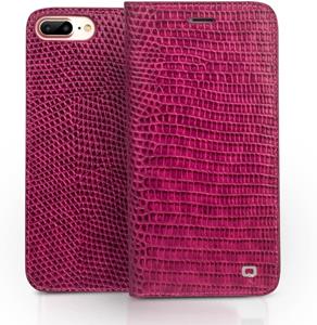 CasualCases Qialino - echt lederen luxe wallet hoes - iPhone 7 / 8 / SE (2020) - Croco Roze