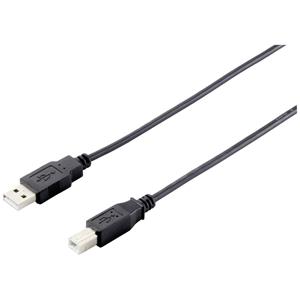 Equip USB A/USB B 2.0 1.0m 1m USB A USB B Mannelijk Mannelijk Zwart USB-kabel