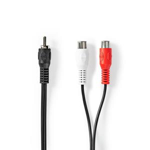 Subwooferkabel | RCA Male - 2x RCA Female | 0,2 m | Zwart