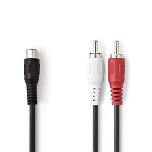 Subwooferkabel | 2x RCA Male - RCA Female | 0,2 m | Zwart