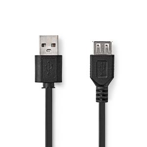 Nedis USB 2.0-Kabel | A Male - A Female | 1,0 m | Zwart