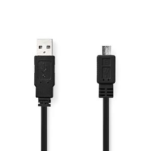 Nedis Platte USB 2.0-Kabel | A Male - Micro-B Male | 1,0 m | Zwart