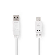 Nedis Platte USB 2.0-Kabel | A Male - Micro-B Male | 1,0 m | Wit