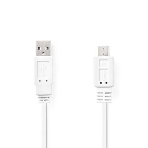 Nedis Platte USB 2.0-Kabel | A Male - Micro-B Male | 1,0 m | Wit