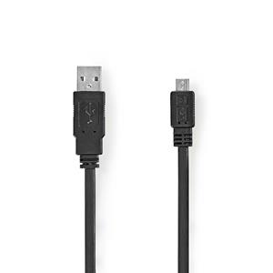 Nedis Platte USB 2.0-Kabel | A Male - Micro-B Male | 1,0 m | Zwart