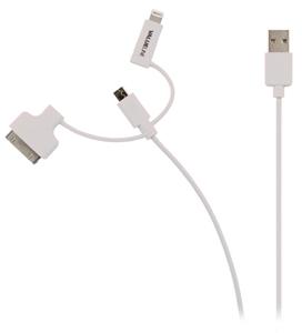 Valueline 3-in-1 Data en Oplaadkabel USB A Male - Micro-B Male 1.00 m Wit