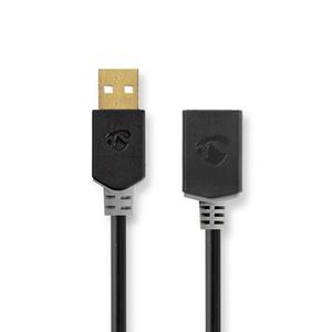 Nedis Verlengkabel USB 2.0 | A male - A female | 2,0 m | Antraciet