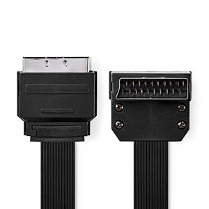 Nedis SCART Platte Kabel | SCART Male - SCART Male 90ÃÂ° Gehoekt | 2,0 m | Zwart