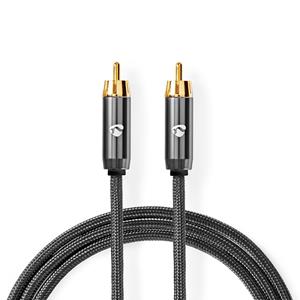 Nedis Subwooferkabel | RCA Male - RCA Male | Gun Metal Grey | Gevlochten kabel