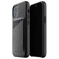 Mujjo Full Leder iPhone 12 mini Wallet Cover - Zwart