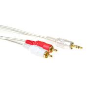 act AK2230 High Quality Aansluitkabel 1x 3,5mm Stereo Jack Male - 2x Tulp Male - 2 meter
