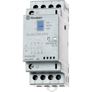 Finder 22.34.0.024.4740 Contactor 3x NO, 1x NC 24 V/DC, 24 V/AC 25 A 1 stuk(s)