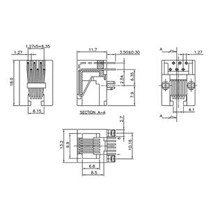 Encitech RJ12 Steckverbinder Buchse, Einbau horizontal RJJU-66-125-E3H-011 Schwarz 3253-0002-03