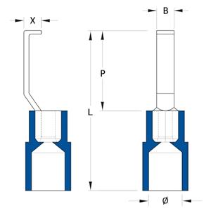 Weidmüllerler 1312450000 Hakenkabelschuh 1.5mm² 2.5mm² Teilisoliert Blau 100St.