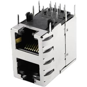 belstewartconnectors BEL Stewart Connectors SS-738811S-PG4-AC Modulaire inbouwbus, dubbeldeks, 2x 1-poorts afgeschermd Cat.5 Bus, inbouw horizontaal Aantal polen: 8P8C Vernikkeld,