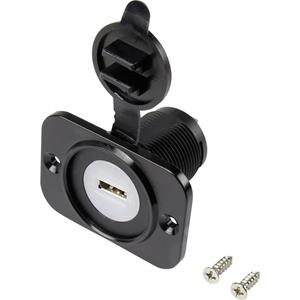 trucomponents USB-inbouwbus met stofkap voor bus, inbouw verticaal 1-voudig, front rechthoekig 43,1 x 60 mm, met blauwe verlichting inhoud: 1 stuk