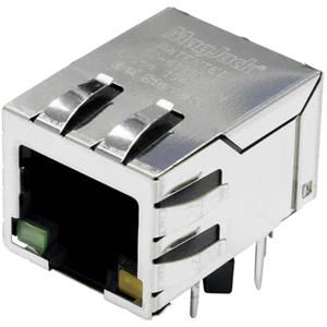 belstewartconnectors BEL Stewart Connectors MagJack Gigabit Ethernet 8 transformator met LEDs Tab down Bus, inbouw horizontaal Gigabit Ethernet Aantal polen: 8P8C Vernikkeld,