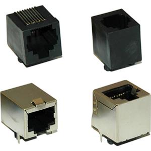 Encitech RJ45-Steckverbinder Buchse, Einbau horizontal RJJ-44NF-RA Schwarz 2101-0100-11