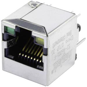 belstewartconnectors BEL Stewart Connectors SI-46001-F MagJack 10/100Base-TX 4 verticaal transformator met LEDs Bus, inbouw verticaal 10/100Base-TX Aantal polen: 8P8C Vernikkeld,