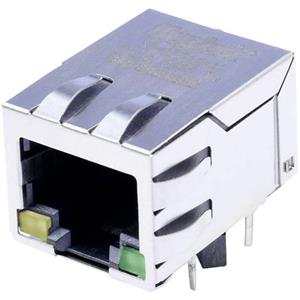 belstewartconnectors BEL Stewart Connectors MagJack 10/100Base-TX 4 transformator met LEDs Tab down Bus, inbouw horizontaal 10/100Base-TX Aantal polen: 8P8C Vernikkeld, Metaal 1