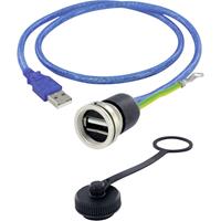 encitech 1310-0004-01 USB-connector Chassisbus, inbouw M16 Zwart, Blauw 1 stuk(s)