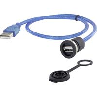 encitech 1310-1002-05 USB-connector Chassisbus, inbouw M16 Zwart, Blauw 1 stuk(s)