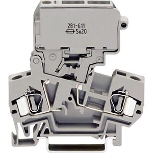 Wago 281-611 Zekeringklem 8 mm Spanveer Toewijzing: L Grijs 1 stuk(s)
