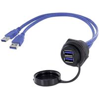 encitech 1310-1036-05 1310-1036-05 USB-connector Chassisbus, inbouw M30 Zwart, Blauw 1 stuk(s)