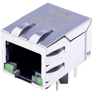 belstewartconnectors BEL Stewart Connectors MagJack 10/100Base-TX 4 transformator met LEDs Tab down Bus, inbouw horizontaal 10/100Base-TX Aantal polen: 8P8C Vernikkeld, Metaal 1