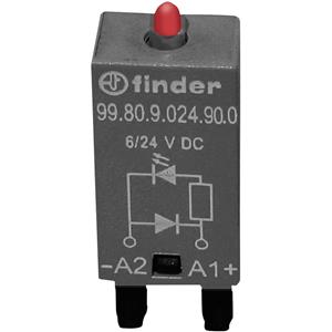 Finder Steckmodul mit Freilaufdiode, mit LED 99.80.9.024.90.0 Passend für Modell: 94.54.1, 94.84.3,