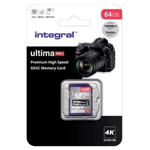 integral UltimaPro - Flashgeheugenkaart - 64 GB - Video Class V30 / UHS Class 3 / Class10 - SDXC UHS-I