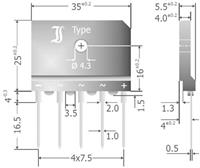 diotec DBI25-12A Bruggelijkrichter SIL-5 1200 V 25 A Driefasig