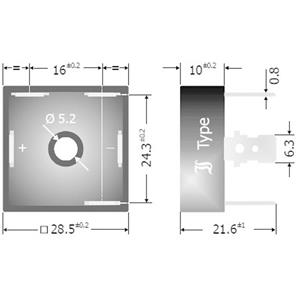 diotec DB25-08 Bruggelijkrichter D-63 800 V 25 A Driefasig