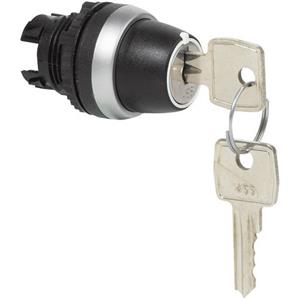 baco L21NK00 Sleutelschakelaar Kunststof frontring, Verchroomd Zwart, Chroom 2 x 45 ° 1 stuk(s)