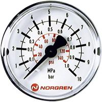 Norgren Manometer Anschluss (Manometer): Rückseite 0 bis 25 bar Außengewinde R1/8 1St.