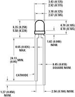 HLMP-1640 Bedrade LED Groen Rond 3 mm 1.6 mcd 60 ° 10 mA 5 V