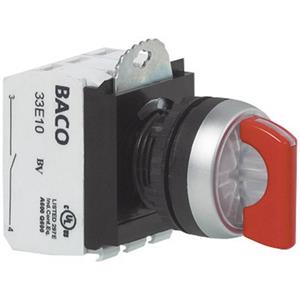 baco L21KG10C Keuzetoets Kunststof frontring, Verchroomd Rood 1 x 45 ° 1 stuk(s)